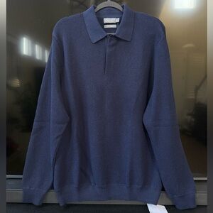 Vintage Talbots Men 100% Alpaca Navy Blue Polo Sweater NWT